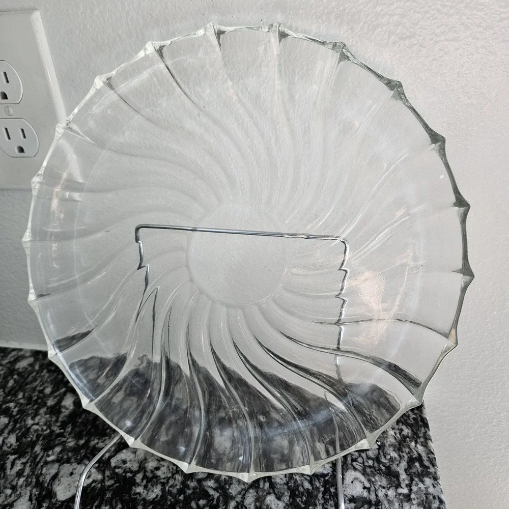 Vintage‎ clear glass swirl serving plate